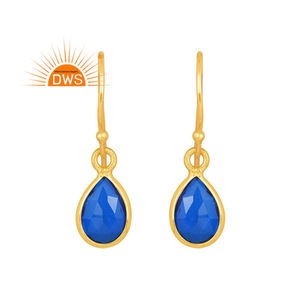 Meilleure vente de boucles d'oreilles en argent sterling plaqué or 18 carats avec double tanzanite quartz et pierres précieuses Demi Fine Jewelry Manufacturer - Product Image 1