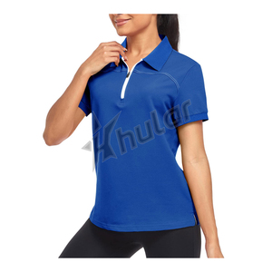 Camiseta de punto elástica transpirable negra para mujer, estilo informal, Golf para Polo con logotipo personalizado, función comprimida de impresión - Product Image 5