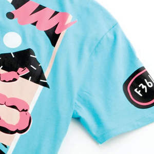 เสื้อฮิปฮอปปกสูงสีฟ้าและสีขาวสำหรับผู้ชายเสื้อยืดสไตล์สตรีทโอเวอร์ไซส์แบบสั่งทำ - Product Image 6