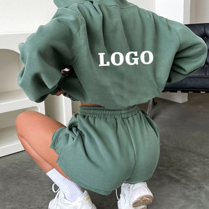 Ensemble d'été à capuche et short pour femmes-Ensemble deux pièces décontracté Stylish Loungewear Tracksuit Co Ord Gym Workout Sportswear - Product Image 4