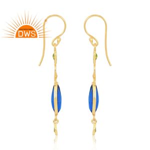 Hot Selling 925 Sterling Silver 18K Flash Gold Plated <b>Peridot</b> & Doublet Blue Topaz Quartz Gemstone Jewelry Manufacturer - Product Image 4