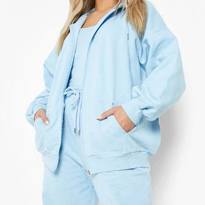 Conjunto Deportivo Informal de Invierno para Mujer, Color Liso, Nuevo, Personalizado, de Algodón/Poliéster, con Capucha y Forro Polar - Product Image 2