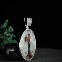 Pendentif photo Hip Hop plaqué or rose avec moissanite, breloque cadre photo souvenir en argent 925, personnalisable VVS, pour mariage, fête, hommes et femmes