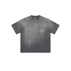 Venta caliente de los hombres de encargo 100% Camiseta de algodón de corte suelto de manga corta diferentes colores sólido lavado ácido camiseta stock - Product Image 4