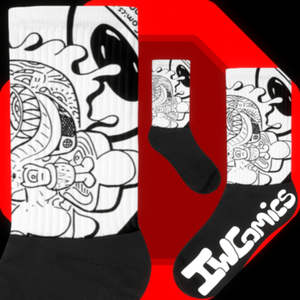 # 23 calcetines con estampado de dibujos animados de IW Comics de Creative Vision, con diseño de garabatos dibujados a mano - Product Image 1