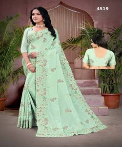 Nouvelle Collection Party Wear Lourd Broderie Travail Sari avec Mat Blouse Pièce Femmes Indiennes Porter Sari Bas Prix En Gros Surat Alphanumero - Product Image 4