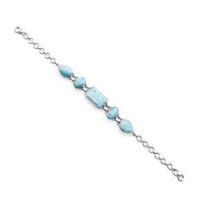 Rectangle Oval Pear Shape Larimar Gemstone Link <b>Bracelet</b> Solid 925 Sterling Silver Jewelry Gift Wedding For Both <b>Men</b> Women - Product Image 2