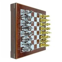 Jeu d'échecs de luxe en métal doré et argenté, nouvelle arrivée, haute qualité, personnalisé, avec des pions d'échecs égyptiens et un plateau en bois
