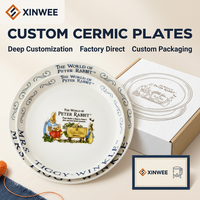 Assiettes à dîner en porcelaine vintage motif Ligne Bleue Peter Rabbit, compatibles lave-vaisselle, OEM, vente en gros personnalisée, Amérique du Nord