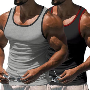 Camiseta sin mangas de punto para hombre de poliéster/algodón, servicio OEM, ropa casual duradera, proveedor mayorista, chaleco deportivo para gimnasio, compra al por mayor - Product Image 2