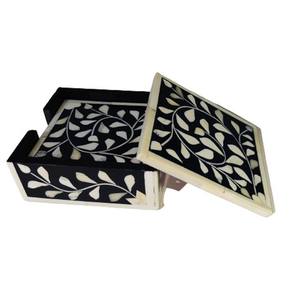 Juego de posavasos con incrustaciones de mármol de colores personalizados, alfombrillas y almohadillas con incrustaciones de hueso superpuestas de madreperla - Product Image 5