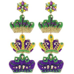 ต่างหูประดับลูกปัดมาร์ดิกราส์ปักด้วยมือสุดหรูเครื่องประดับสำหรับงานเฉลิมฉลองเทศกาลอินเดียสำหรับทั้งชายและหญิง - Product Image 3