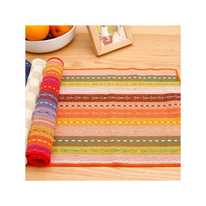 Mantel Individual Clásico a Rayas, Hecho a Mano, Personalizado, Redondo de 38 cm, 260 g/m², Tejido de Cesta, Motivo Minimalista, Acabado Natural - Product Image 6