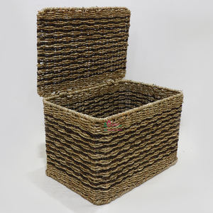 Artex Dong Thap Factory Handmade <b>Seagrass</b> Storage <b>Laundry</b> Hampers Vietnamese Traditional Handicraft Trunks for Home Decoration - Product Image 5