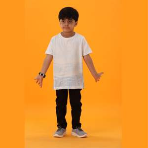 T-shirt tricoté en pur coton, longueur régulière, col rond, demi-manches, bleu, Tie and Dye, 100% - Product Image 3