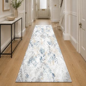 Tapis DEPOT LXDP-0867 – Tapis d'appoint moderne vintage en chenille, imprimé numériquement, lavable en machine, antidérapant, couleur crème ivoire – Vente en gros - Product Image 5