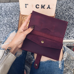 Cartera larga de cuero genuino con cierre abierto antirrobo Vintage para mujer con tarjetero modelo estándar informal - Product Image 6