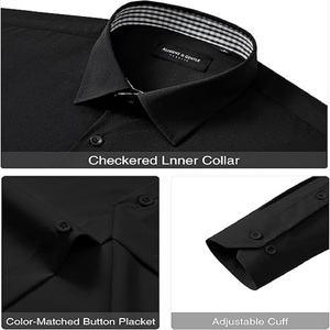 Chemise décontractée grande taille à la mode pour hommes 100% popeline de coton confortable et classique avec manches longues et col boutonné - Product Image 4