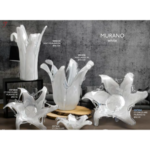 Italian <b>Vase</b> in High Quality Murano Glass Circular to Decorate the House and Any Room with a Diameter of 42 cm in White Color - Product Image 3