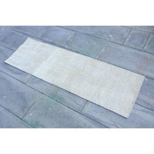 Tapis turc, 1,5 x 4,9 pieds, tapis en laine blanc Ikat - Product Image 1