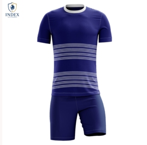 ชุดฟุตบอลผู้ชาย Index Apparel สีน้ำเงินลายทาง แขนสั้น ระบายอากาศได้ดี ซับเหงื่อ ชุดยูนิฟอร์มฟุตบอลสำหรับผู้ใหญ่ ทุกฤดูกาล - Product Image 1
