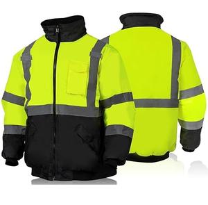 Veste de sécurité en toile imperméable à ressort réfléchissante surdimensionnée multicolore pour hommes avec logo à l'avant - Product Image 5