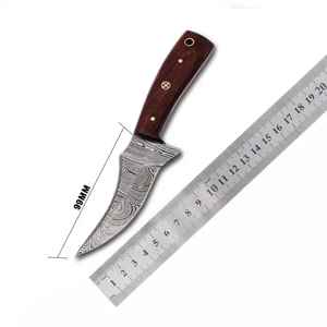 มีดพับแบบกำหนดเองได้มีดล่าสัตว์เหล็กดามัสกัสพร้อมปลอกหนังวัวแบบด้ามจับสบายมือ - Product Image 2
