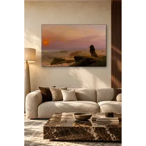 Fida Jean-Lon Grme Lion observant le coucher du soleil, impression sur toile - Product Image 1