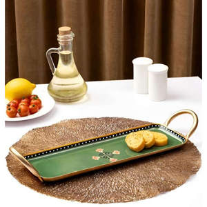 Plateau de service en métal fait main haut de gamme décor de maison et de cuisine plateau de décoration de Table produits de cuisine - Product Image 1