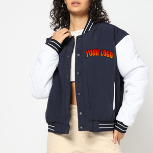 Custom Made Canvas Embroidery Patches Women Varsity Jackets High Quality Knitted Cotton Cropped Winter - Product Image 3