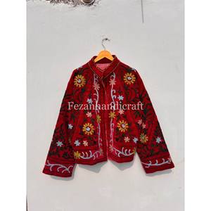 เสื้อแจ็คเก็ตกำมะหยี่สไตล์โบฮีเมียนหรูหรา พร้อมลายปักดอกไม้ ดีไซน์ถักมือ ผ้าฝ้ายเนื้อนุ่ม แห้งเร็ว - Product Image 5