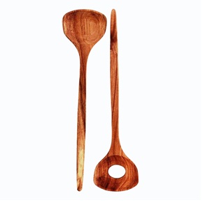 Servidores de ensalada de acacia de madera con cuchara para ensalada SERVIDOR DE ENSALADA DE MADERA JUEGO DE 2 HECHO A MANO ÚNICO KETCHENWAR - Product Image 2