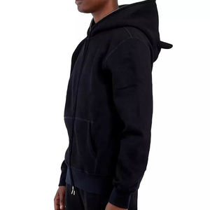 Sudadera con capucha unisex personalizada de 100% algodón con cremallera de cara completa impresión digital de gran tamaño logotipo personalizado liso teñido para otoño sudaderas de hombre - Product Image 3