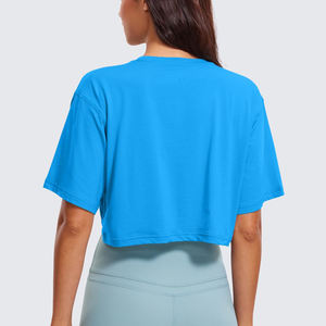 Custom Logo Cotton Cropped <b>Tshirt</b> for Women Ladies O-<b>neck</b> Oversized Blank Women's Crop Top T-shirt for men - Product Image 2