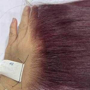 Extensiones de pelo humano liso con cierre de encaje HD, mechones de pelo vietnamita sin procesar, Color rojo, Morado, proveedor de cierre - Product Image 2