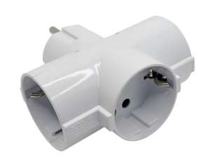 Adaptateur 3 prises Schuko, multiprise triple, 3 prises multi-prises 3 x 16A MAX 3680W, couleur blanche, Don Feliz - Product Image 2