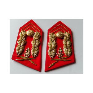Badge de col Gorget, brodé, écologique, fait main, couleur personnalisée, rouge, feuille d'argent, patch, col de robe tendance, haute qualité - Product Image 5
