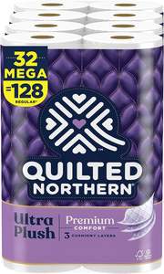 Quilted Northern Ultra Plush <b>Toilet</b> Paper, 32 Mega <b>Rolls</b> = 128 Regular <b>Rolls</b> White - Product Image 5