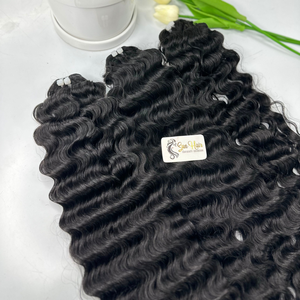 Sun Hair Company, mèches de cheveux naturels noirs de luxe, double trame, vague lâche, cheveux humains vierges vietnamiens, perruque sans colle, dentelle HD - Product Image 1