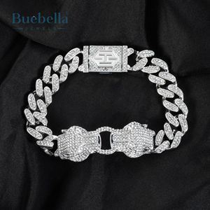 12mm 925 Plata 18K chapado en oro blanco Iced doble Pantera pulsera cubana Hip Hop joyería para hombres - Product Image 3