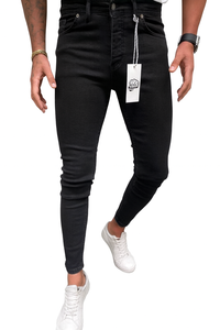 กางเกงยีนส์ทรงสลิมฟิตผู้ชาย ทรงตรง สไตล์ลำลอง ยืดได้ เอวกลาง ผ้ายีนส์สี นุ่ม ยืดหยุ่น เป็นมิตรกับสิ่งแวดล้อม สไตล์วินเทจ สตรีทแวร์ แฟชั่น โลโก้สีขาว - Product Image 4