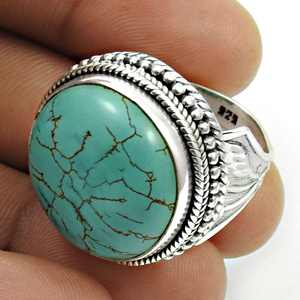 Anillo de Plata 925 de Diseño Moderno Artesanal con Turquesa, Estilo Boho, Calidad Superior, Precio al por Mayor - Product Image 2