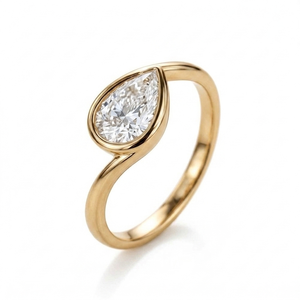 Bague solitaire en or jaune 18 carats pour femme, sertie d'une pierre en forme de poire, certifiée IGI, style classique, pour fiançailles, mariage, cadeau - Product Image 2
