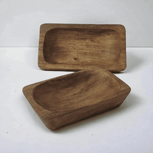 Cuenco Rectangular Rústico de Madera de Mango Natural Marrón Hecho a Mano, para Servir Ensaladas o como Portavelas, de Lujo y Multiusos para Cocina Rústica - Product Image 2
