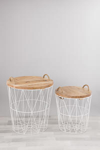 Plateau en aluminium couleur bois fini pour la décoration de la maison Table d'appoint en métal de couleur blanche antique Conception de cage unique de haute qualité - Product Image 3