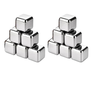 Cubo de hielo de acero inoxidable con logotipo grabado Cubo de hielo de acero inoxidable 304 reutilizable con artesanías de la mejor calidad - Product Image 1