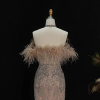 Robe de soirée sirène Jancember LSZ124, magnifique, à bretelles, avec plumes et strass