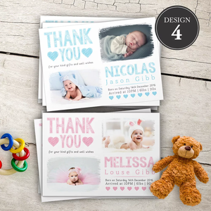 Gepersonaliseerde schattige baby-bedankkaartjes, foto-verjaardagsbedankkaartjes, ontwerp voor uitnodigingskaartjes voor een nieuwe baby's verjaardagsfeestje - Product Image 2