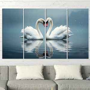 Lienzo impreso: pájaros románticos enamorados, arte moderno para pared, JUEGO DE 4 LIEÑOS - Product Image 1