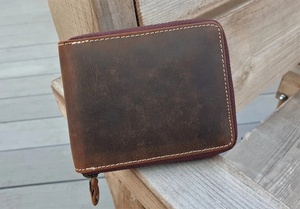 Cartera plegable Vintage de alta calidad para hombre, Clip de dinero de cuero de vaca de capa superior con cierre abierto - Product Image 2